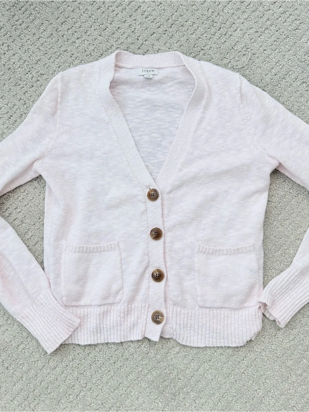 J. Crew light soft pink Button-Front V-Neck Cardigan